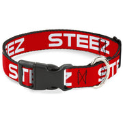 Plastic Clip Collar - STEEZ Flat Red/White Plastic Clip Collars Buckle-Down