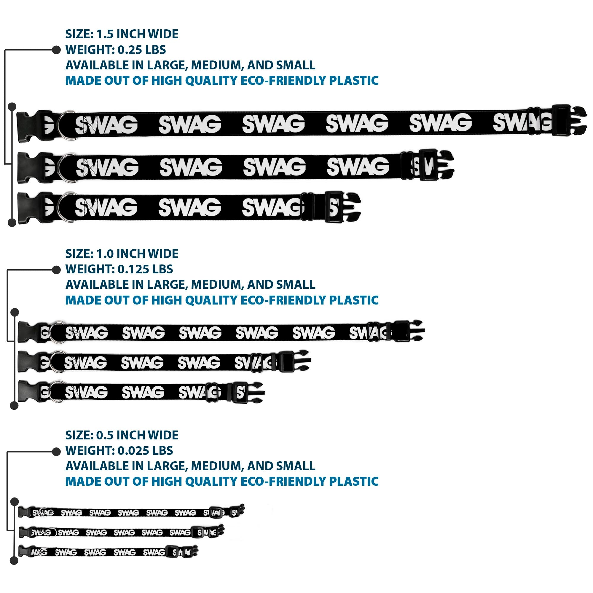 Plastic Clip Collar - SWAG Black/White Plastic Clip Collars Buckle-Down