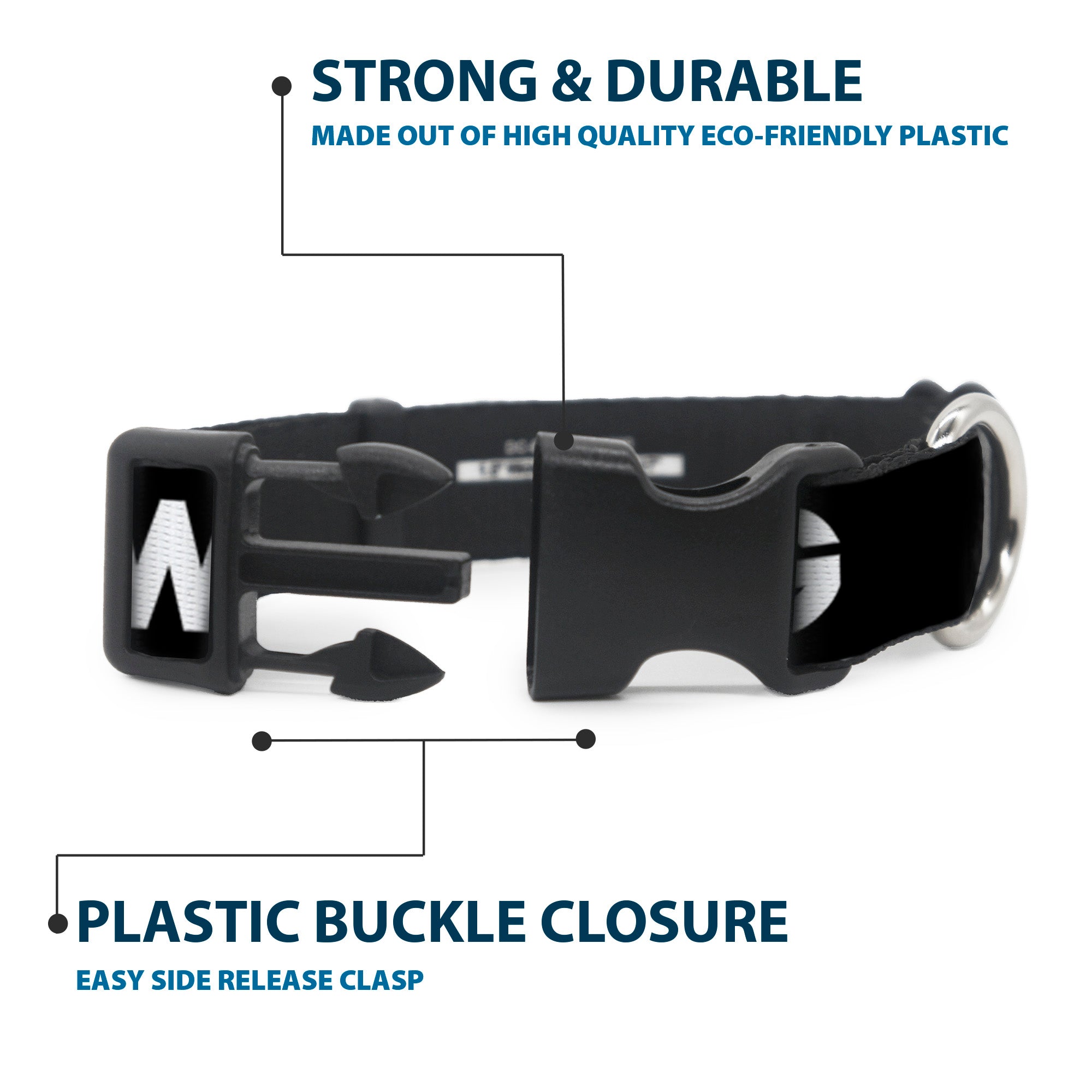 Plastic Clip Collar - SWAG Black/White Plastic Clip Collars Buckle-Down