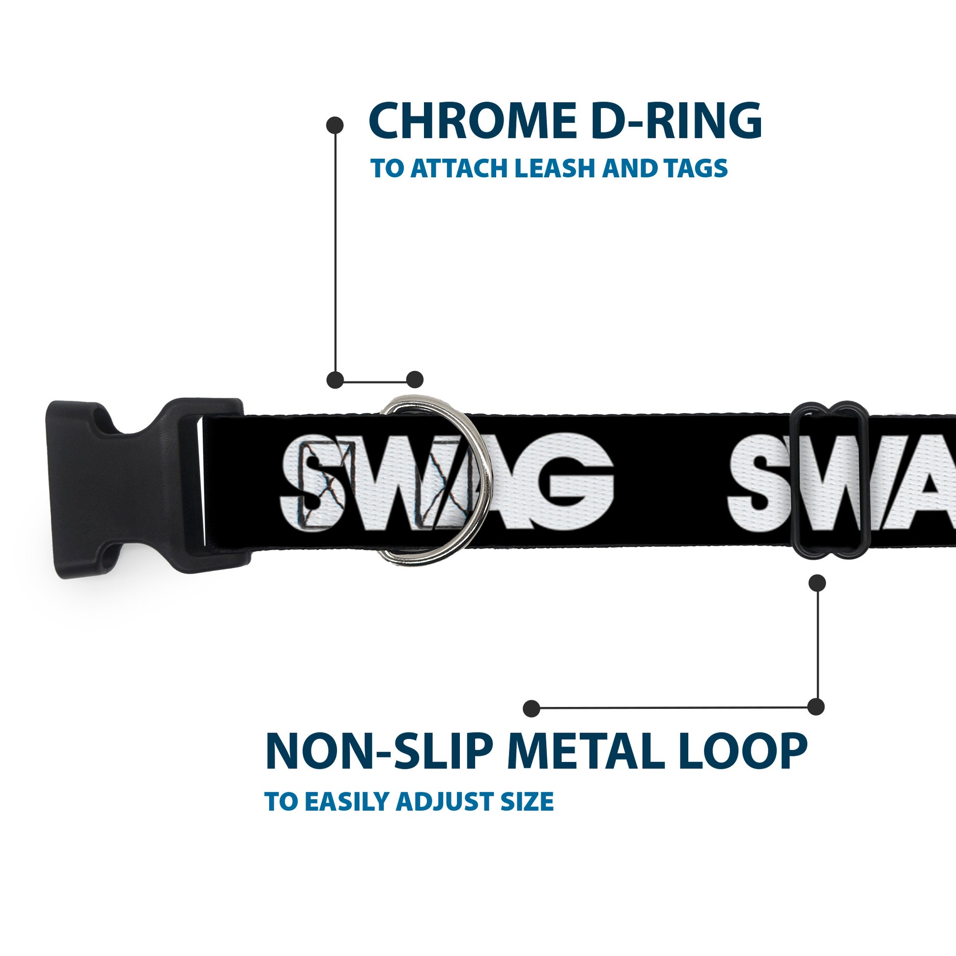 Plastic Clip Collar - SWAG Black/White Plastic Clip Collars Buckle-Down