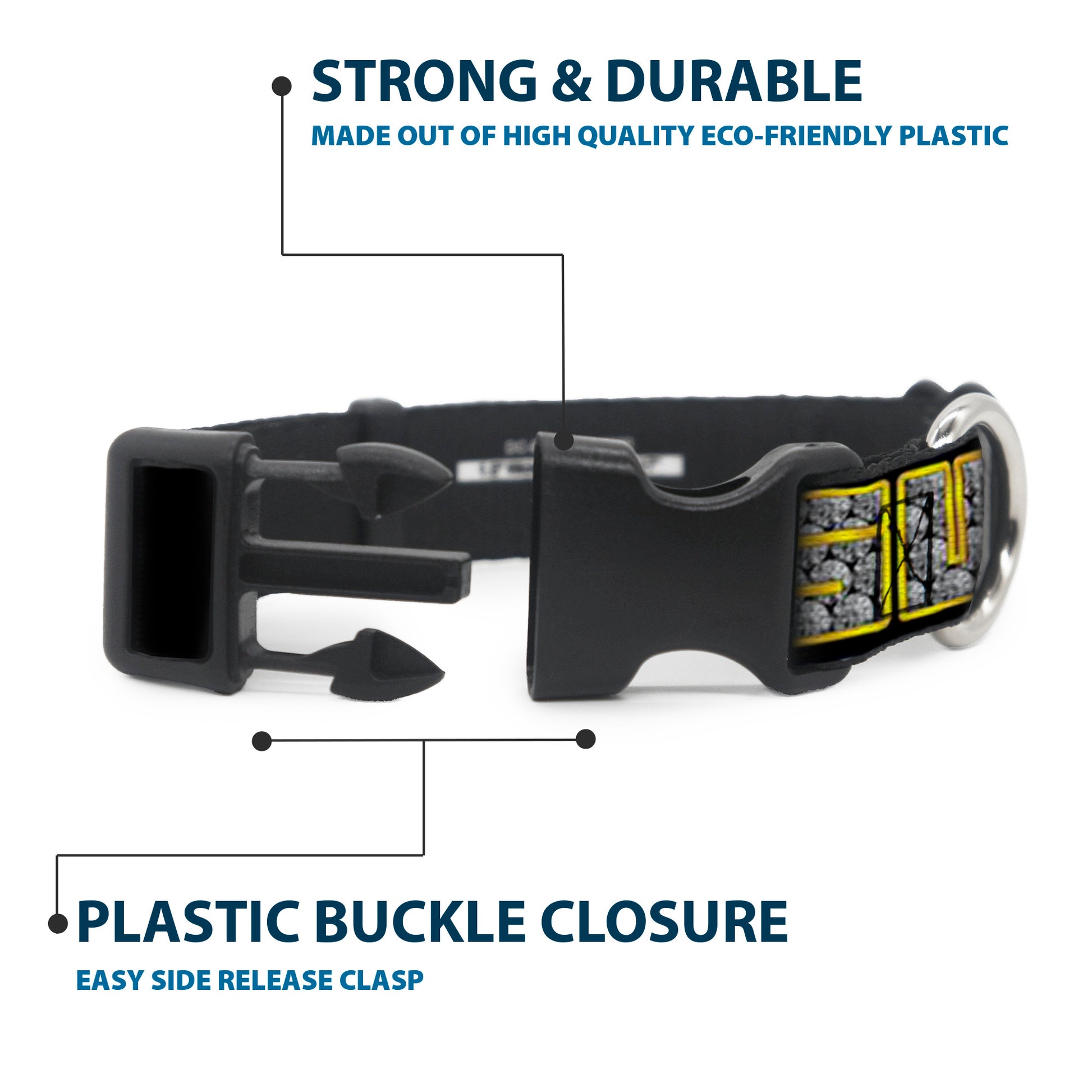 Plastic Clip Collar - SWAG Black/Bling Plastic Clip Collars Buckle-Down