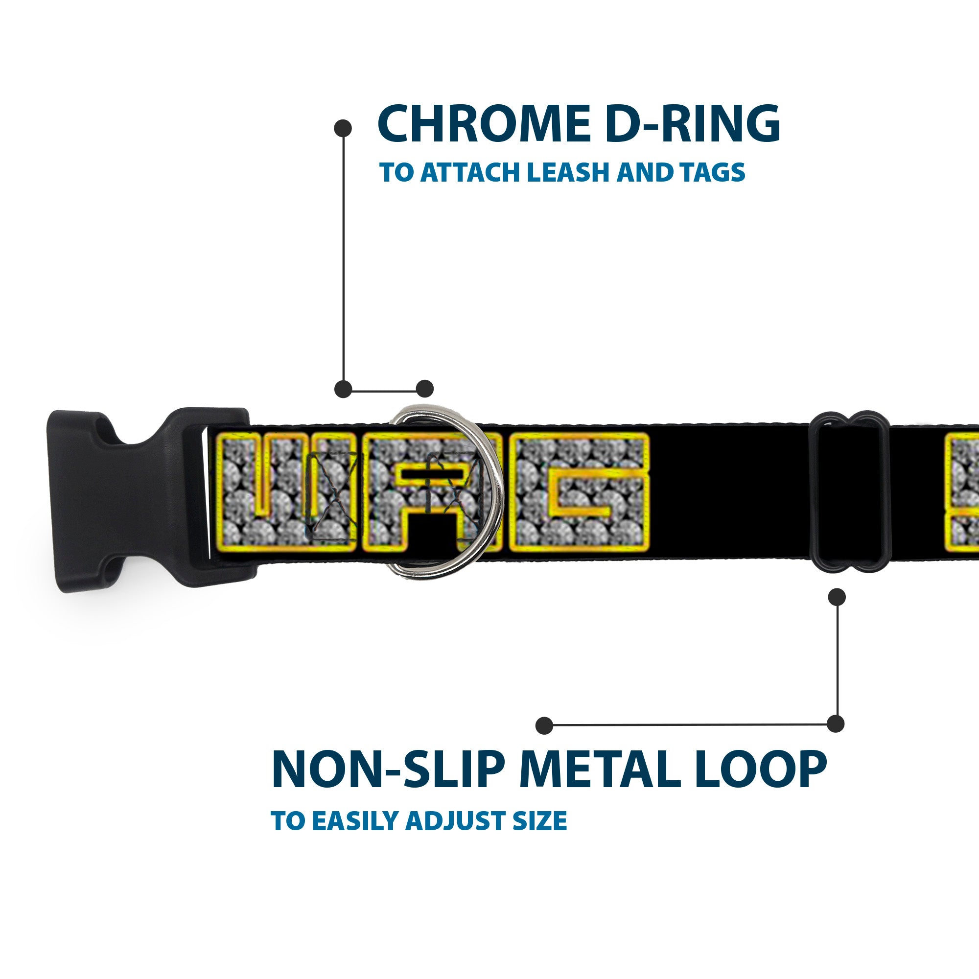Plastic Clip Collar - SWAG Black/Bling Plastic Clip Collars Buckle-Down