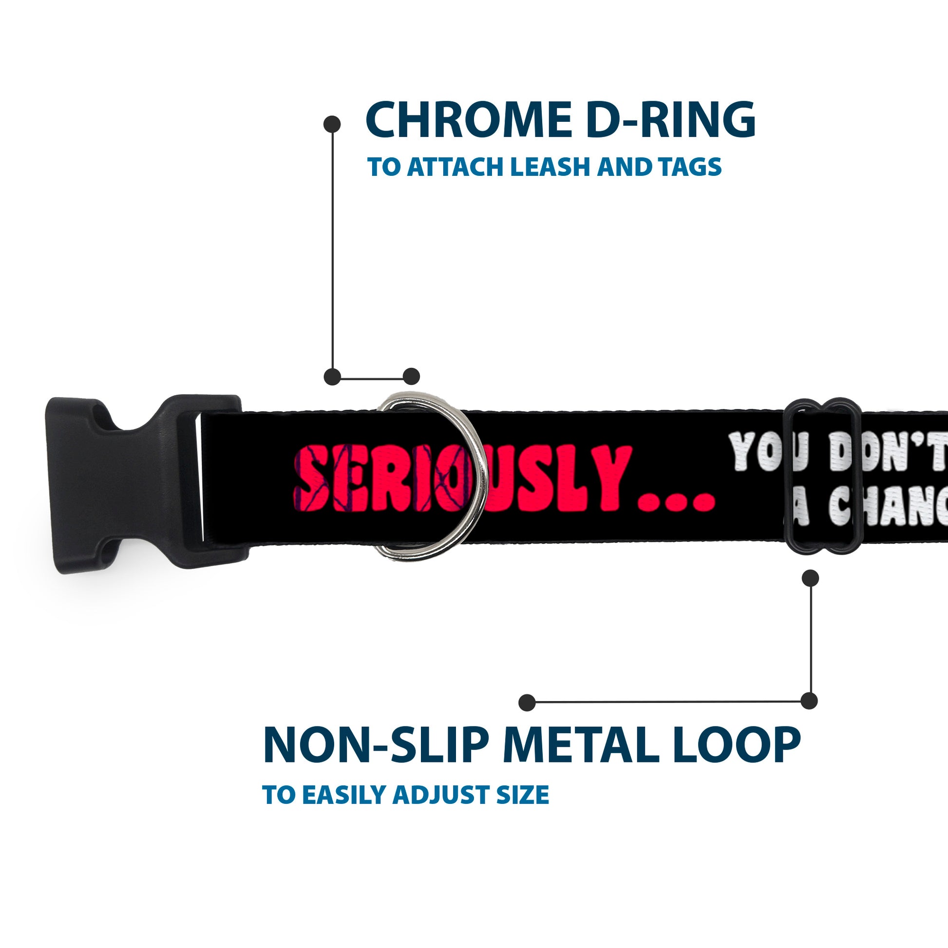 Plastic Clip Collar - SERIOUSLYâ€¦YOU DON'T HAVE A CHANCE Black/Red/White Plastic Clip Collars Buckle-Down