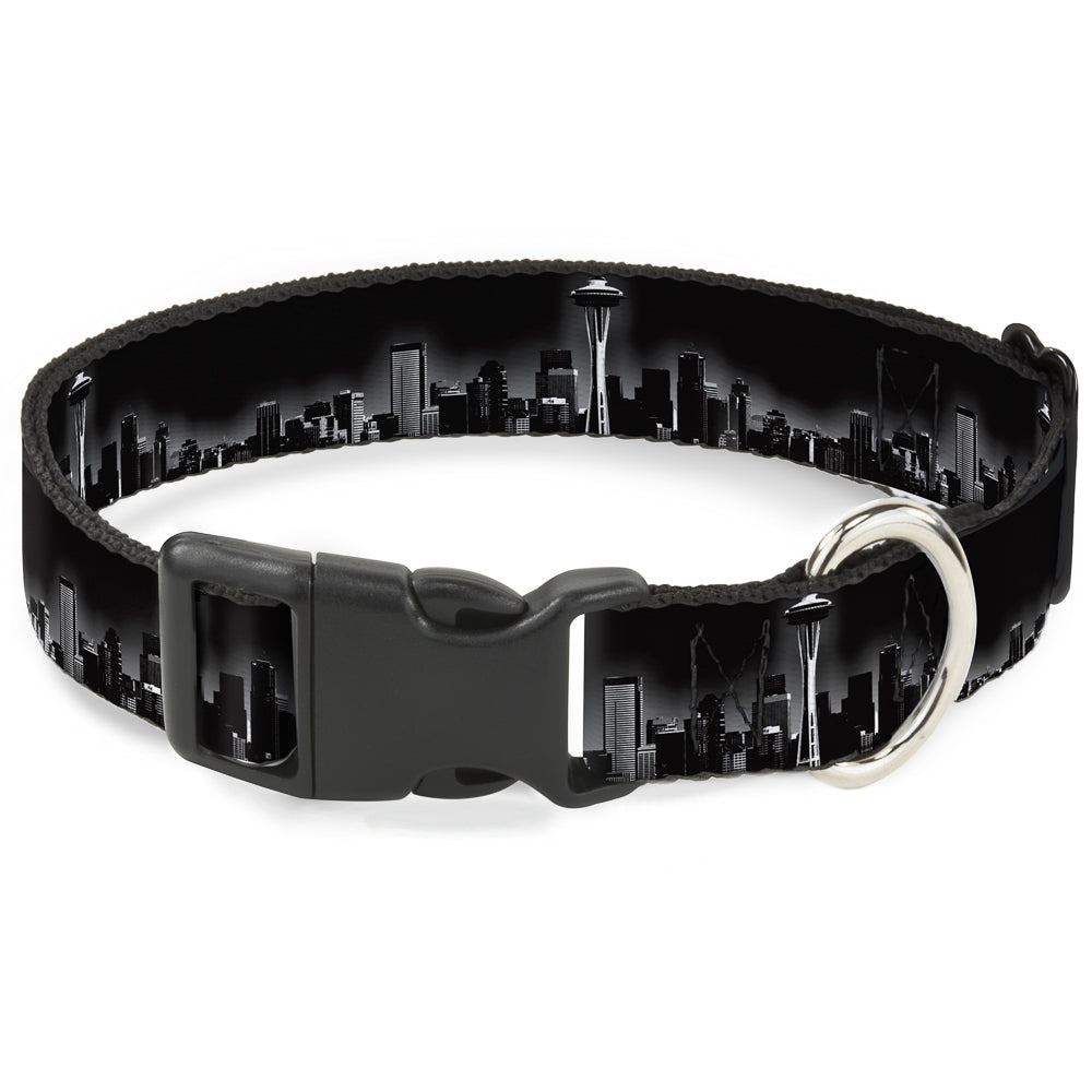Plastic Clip Collar - Seattle Vivid Skyline Black/White Plastic Clip Collars Buckle-Down