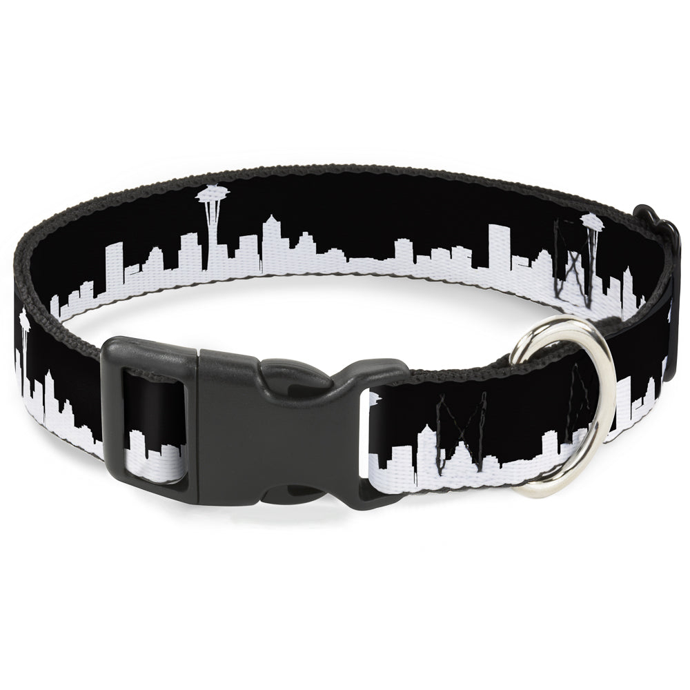 Plastic Clip Collar - Seattle Solid Skyline Black/White Plastic Clip Collars Buckle-Down
