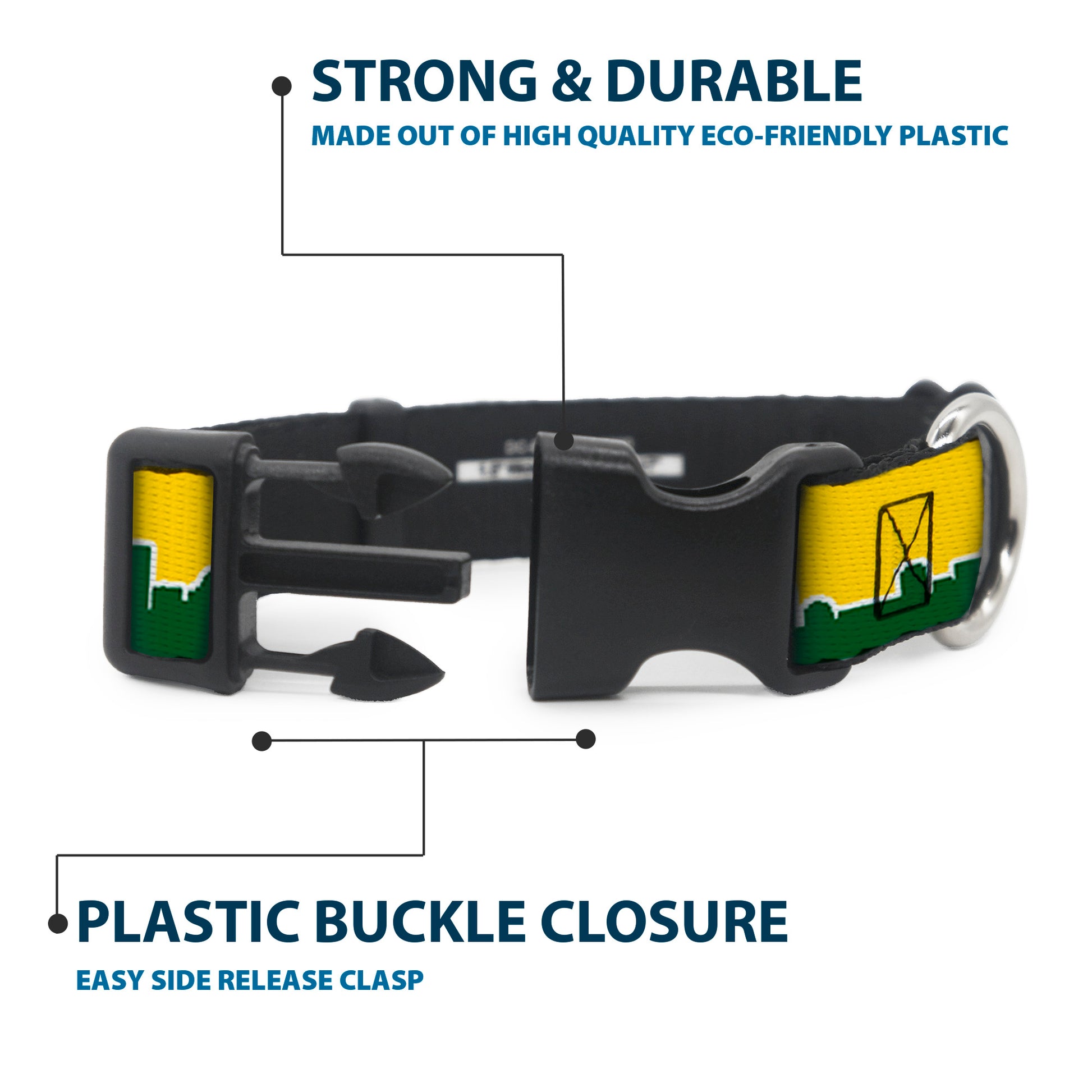 Plastic Clip Collar - Seattle Skyline Yellow/Emerald Green Plastic Clip Collars Buckle-Down