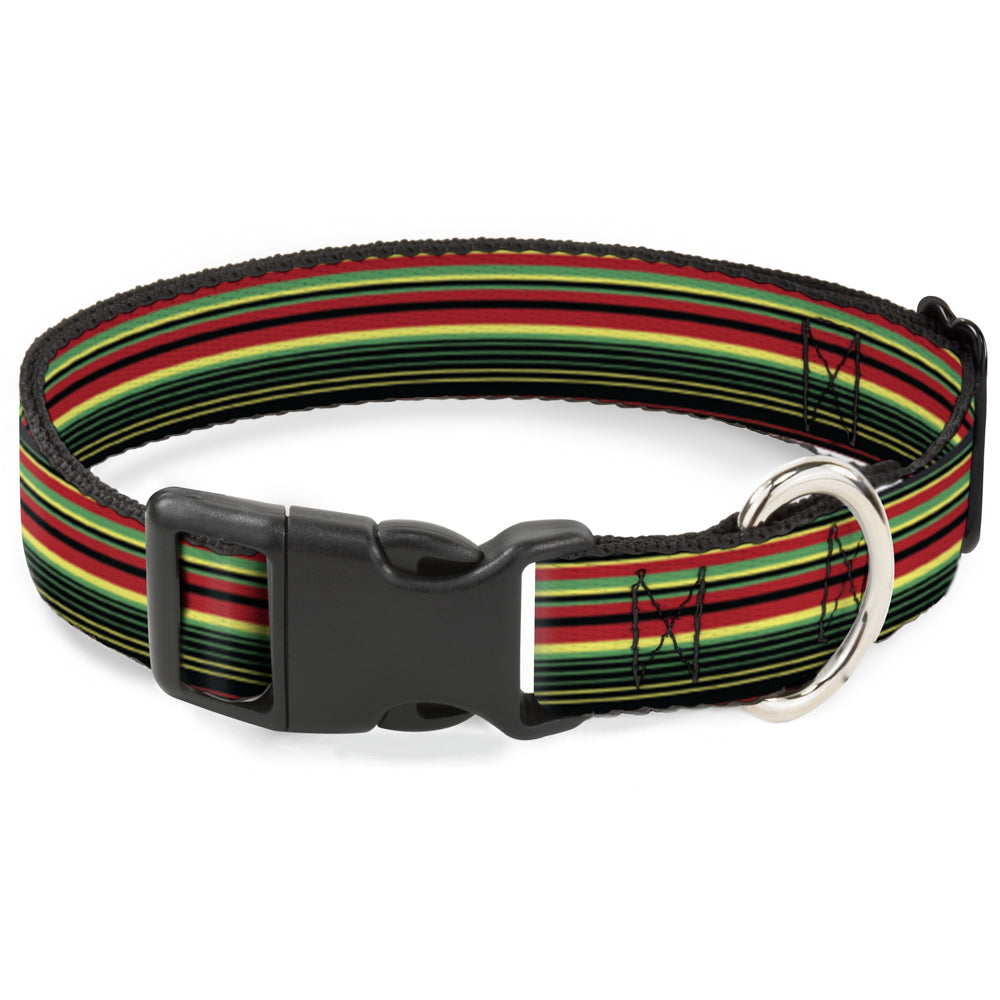 Plastic Clip Collar - Stripe Transitions Black/Red/Green/Yellow Plastic Clip Collars Buckle-Down