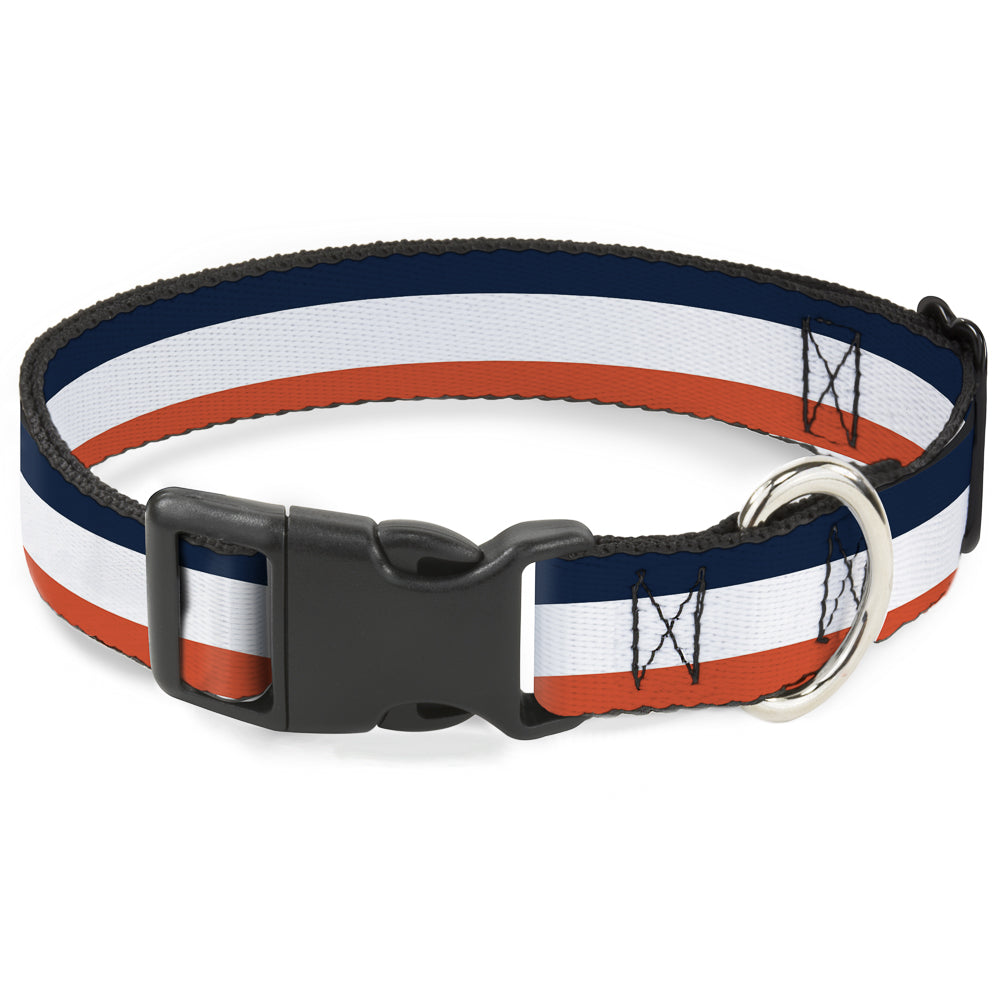 Plastic Clip Collar - Stripe Navy/White/Orange Plastic Clip Collars Buckle-Down