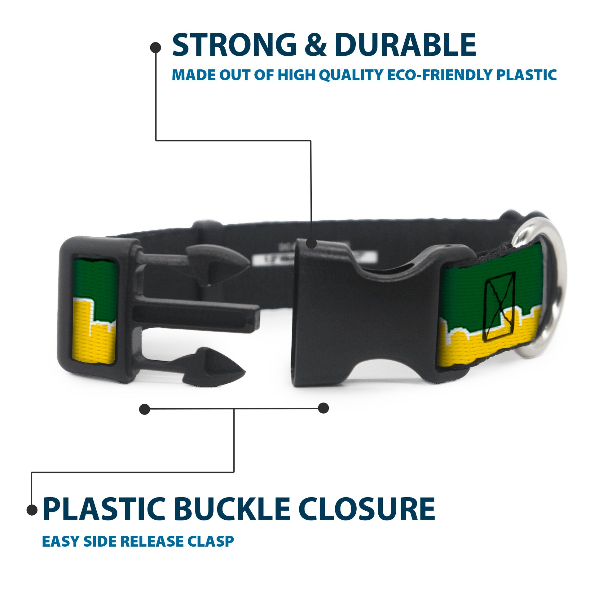Plastic Clip Collar - Seattle Skyline Green/Yellow Plastic Clip Collars Buckle-Down