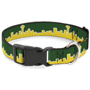 Plastic Clip Collar - Seattle Skyline Green/Yellow Plastic Clip Collars Buckle-Down