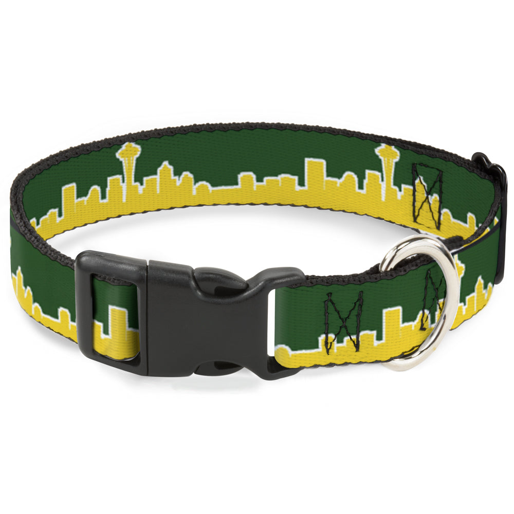 Plastic Clip Collar - Seattle Skyline Green/Yellow Plastic Clip Collars Buckle-Down