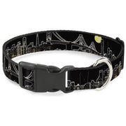 Plastic Clip Collar - San Francisco w/Moon Vivid Skyline Black Plastic Clip Collars Buckle-Down