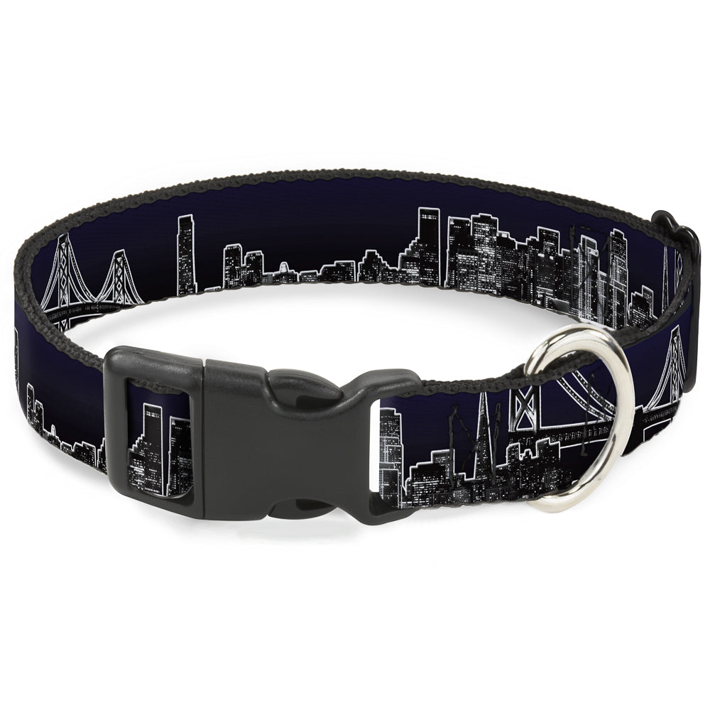 Plastic Clip Collar - San Francisco Vivid Skyline Midnight Blue Plastic Clip Collars Buckle-Down