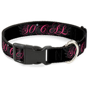 Plastic Clip Collar - SO CAL Script/Wings Black/Gray/Pink Plastic Clip Collars Buckle-Down