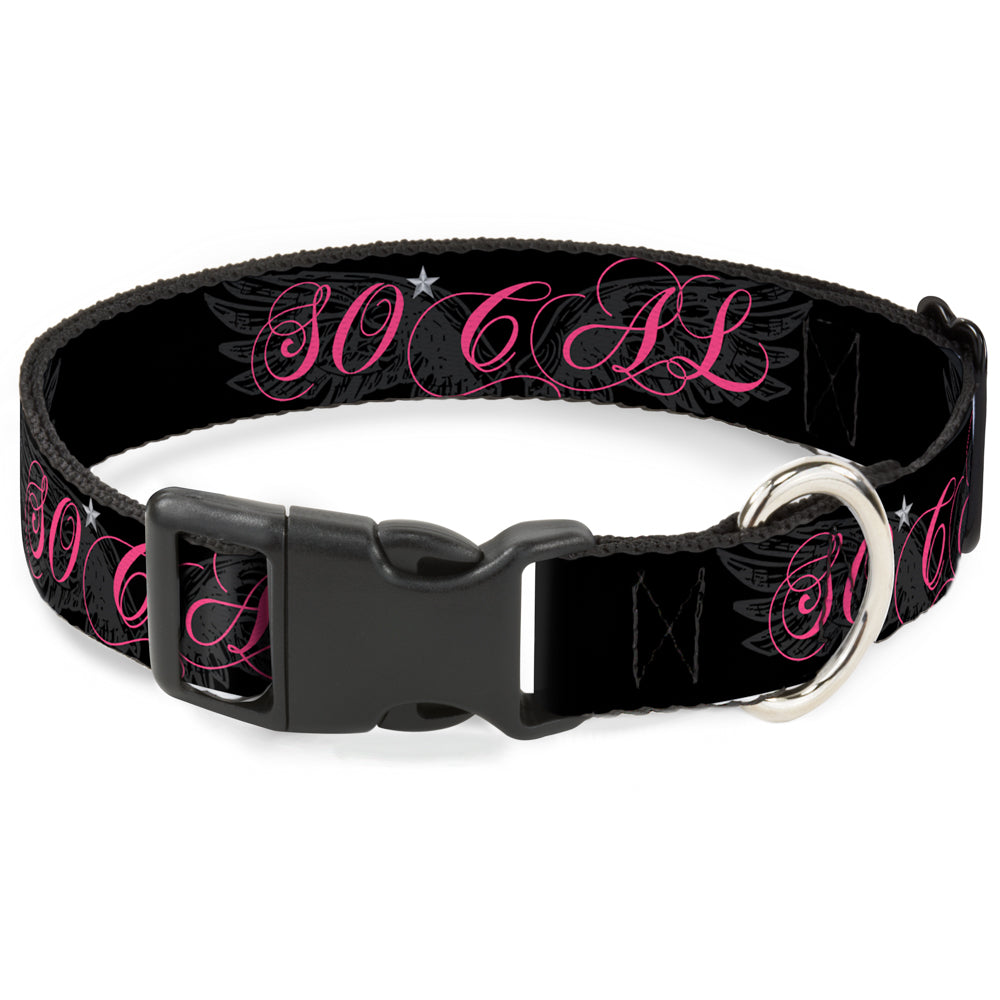Plastic Clip Collar - SO CAL Script/Wings Black/Gray/Pink Plastic Clip Collars Buckle-Down