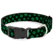 Plastic Clip Collar - St. Pat's Clovers Scattered Black/Green Plastic Clip Collars Buckle-Down