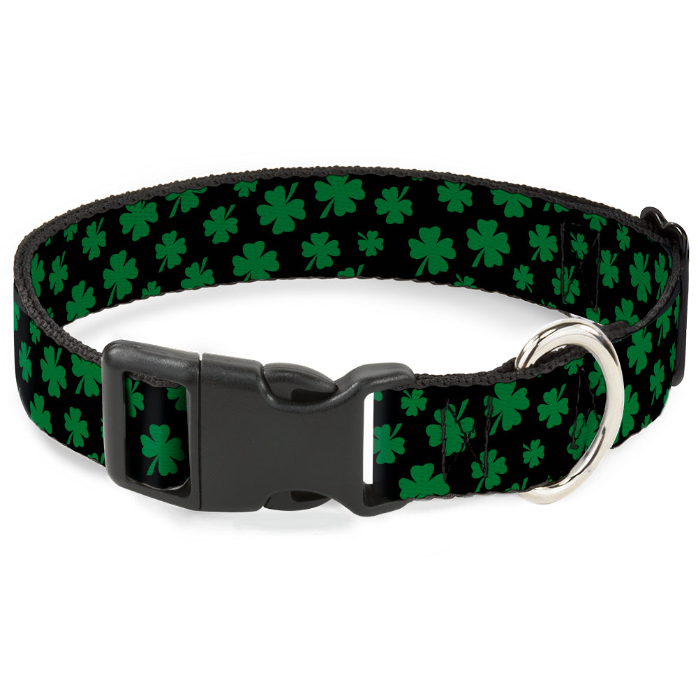 Plastic Clip Collar - St. Pat's Clovers Scattered Black/Green Plastic Clip Collars Buckle-Down