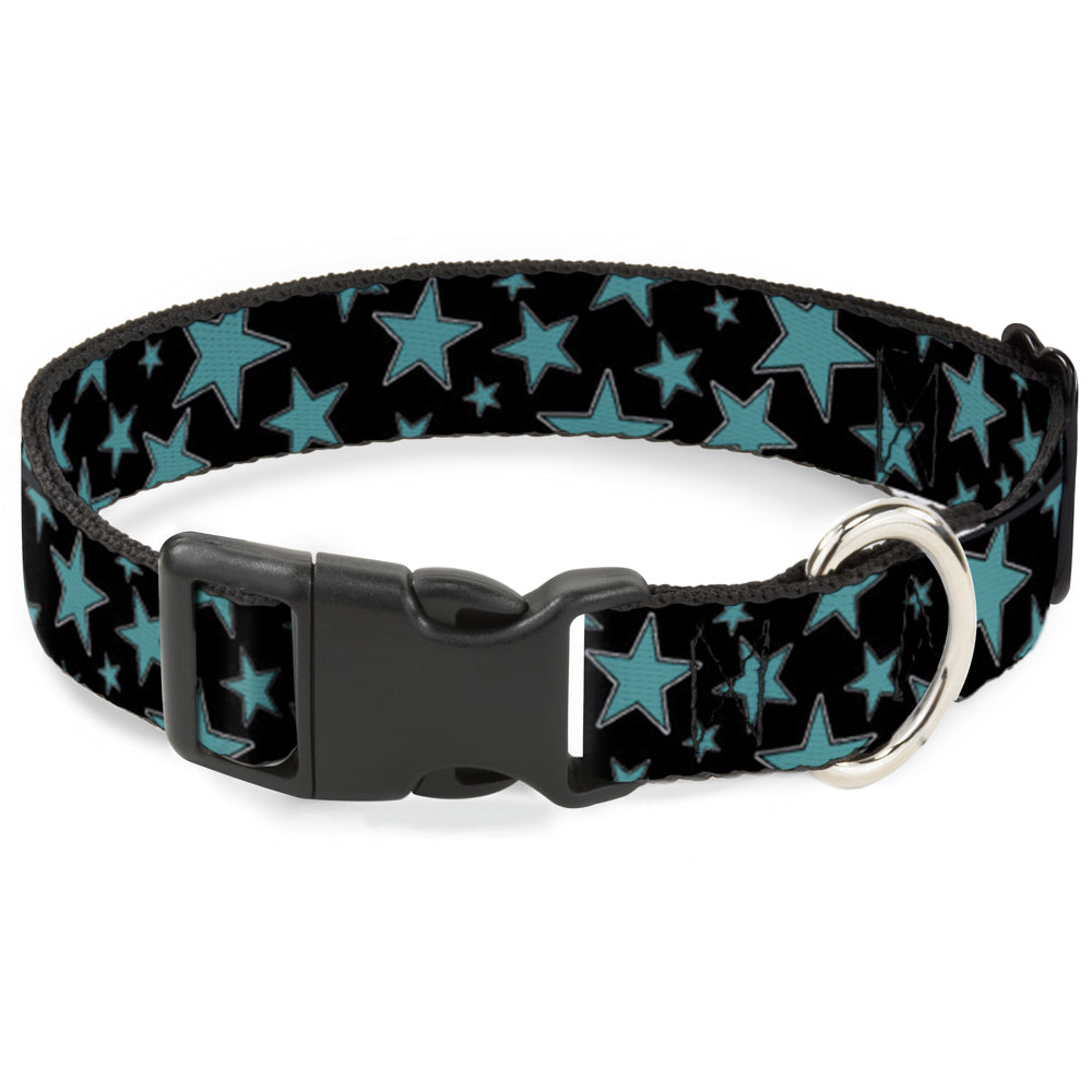 Plastic Clip Collar - Stars/Multi Stars Black/Turquoise Plastic Clip Collars Buckle-Down