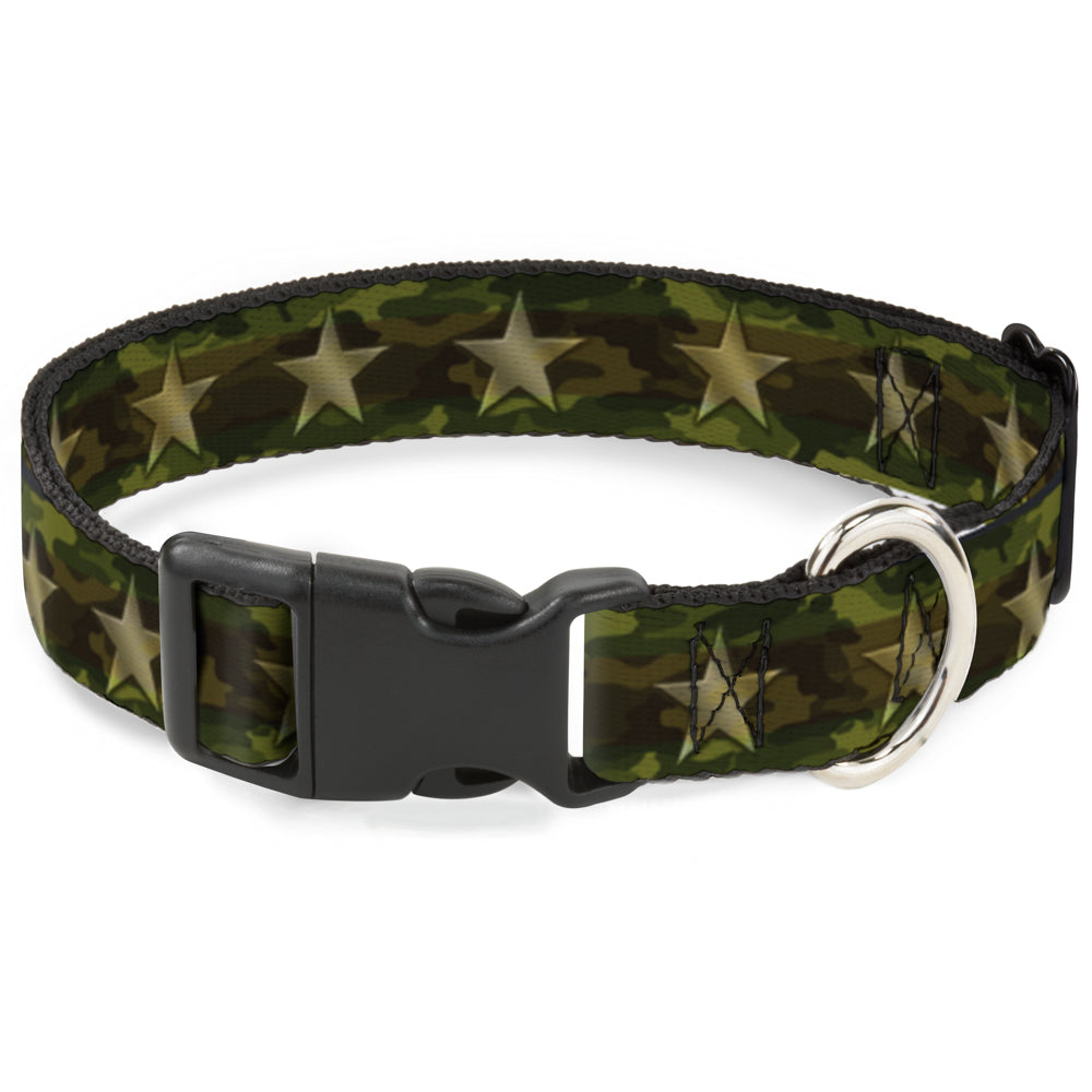 Plastic Clip Collar - Star Camo Olive/Gold Plastic Clip Collars Buckle-Down