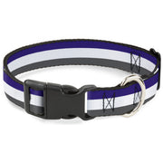 Plastic Clip Collar - Stripes Purple/White/Gray Plastic Clip Collars Buckle-Down
