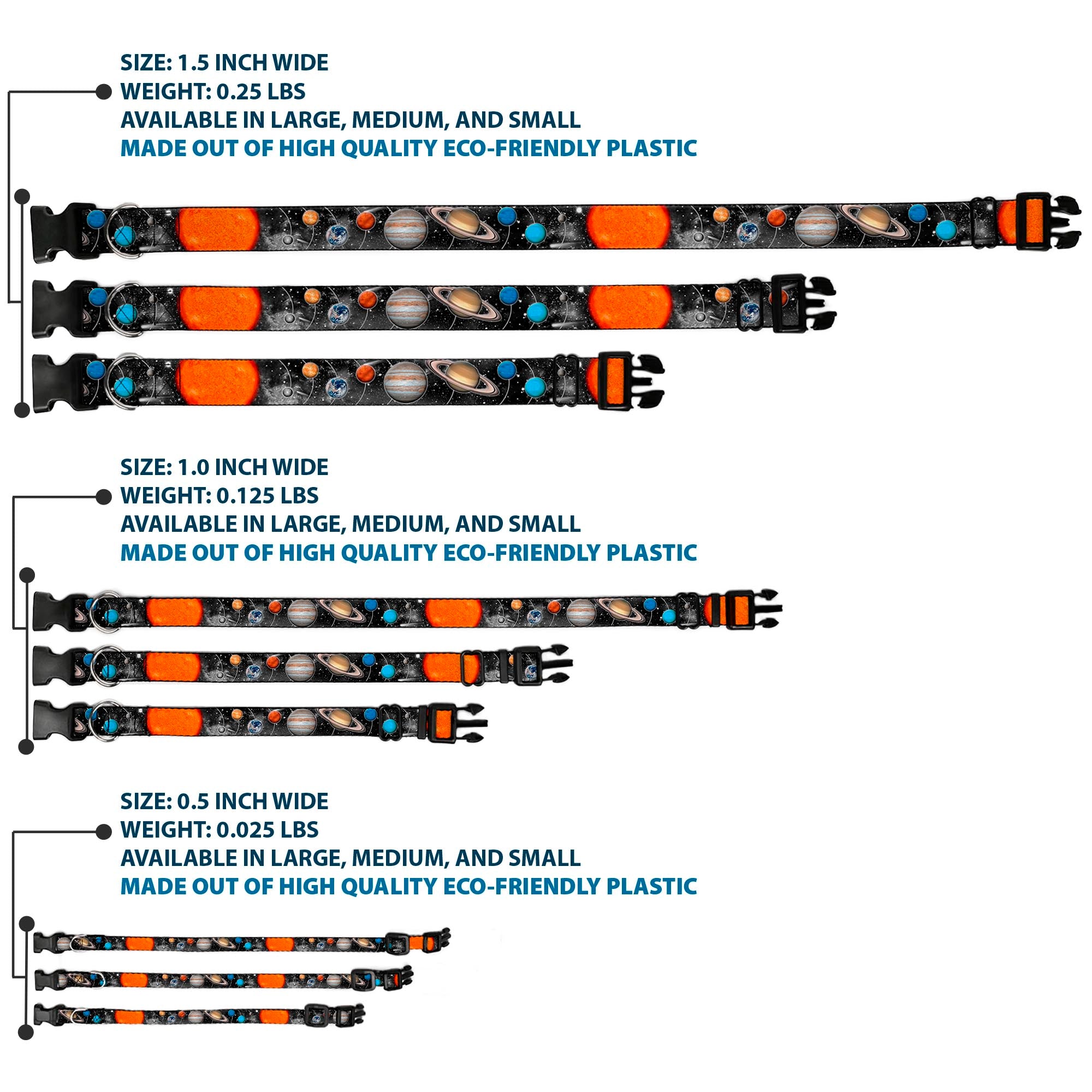 Plastic Clip Collar - Solar System Sun/Planets/Stars Plastic Clip Collars Buckle-Down