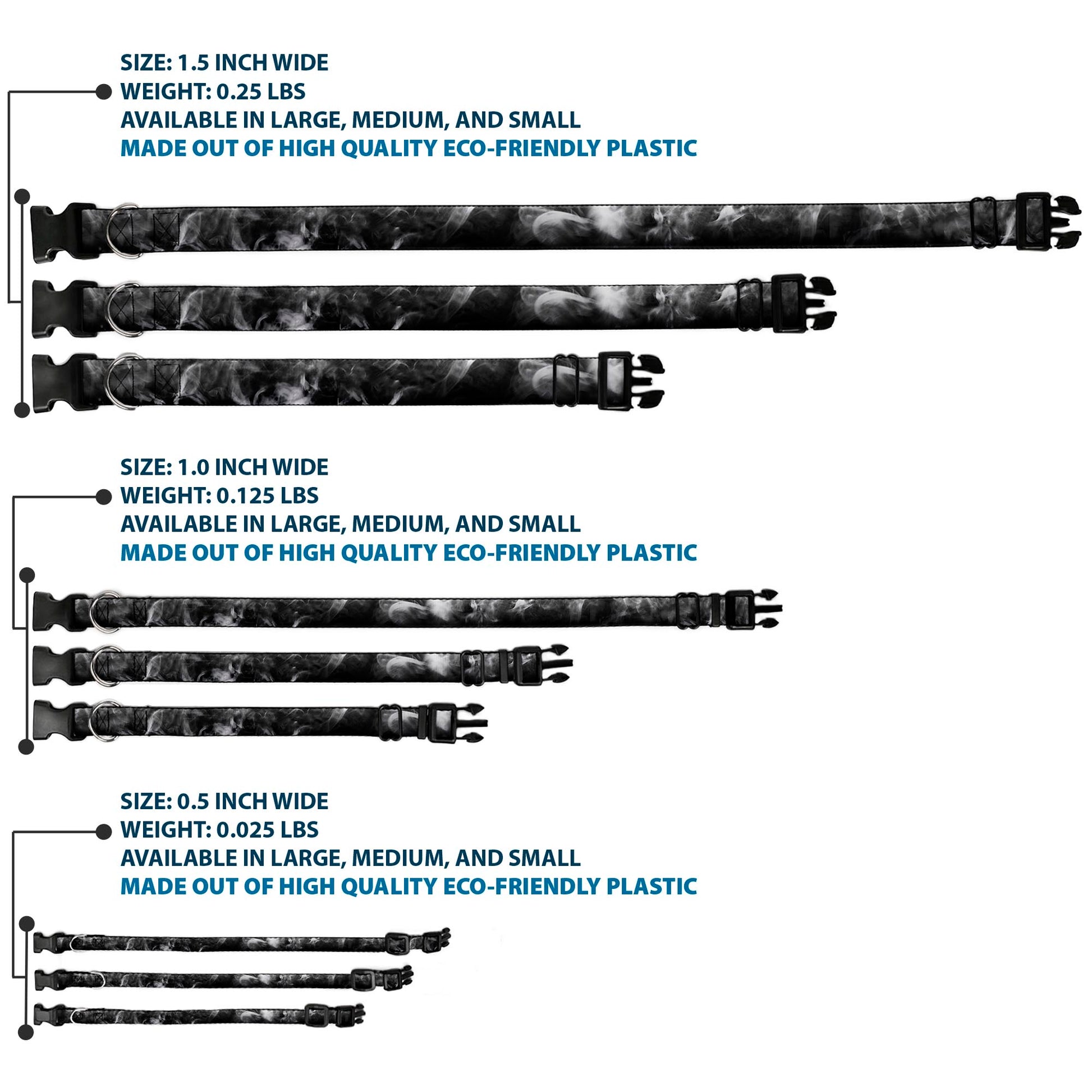 Plastic Clip Collar - Smoke Black/Grays Plastic Clip Collars Buckle-Down