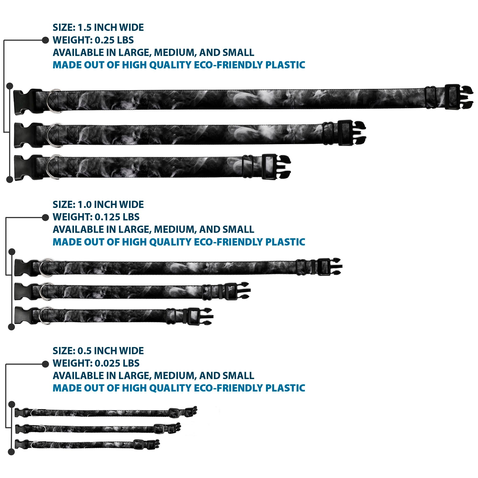 Plastic Clip Collar - Smoke Black/Grays Plastic Clip Collars Buckle-Down