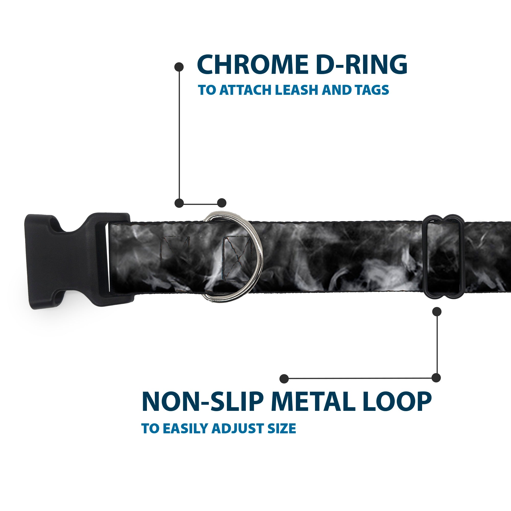 Plastic Clip Collar - Smoke Black/Grays Plastic Clip Collars Buckle-Down