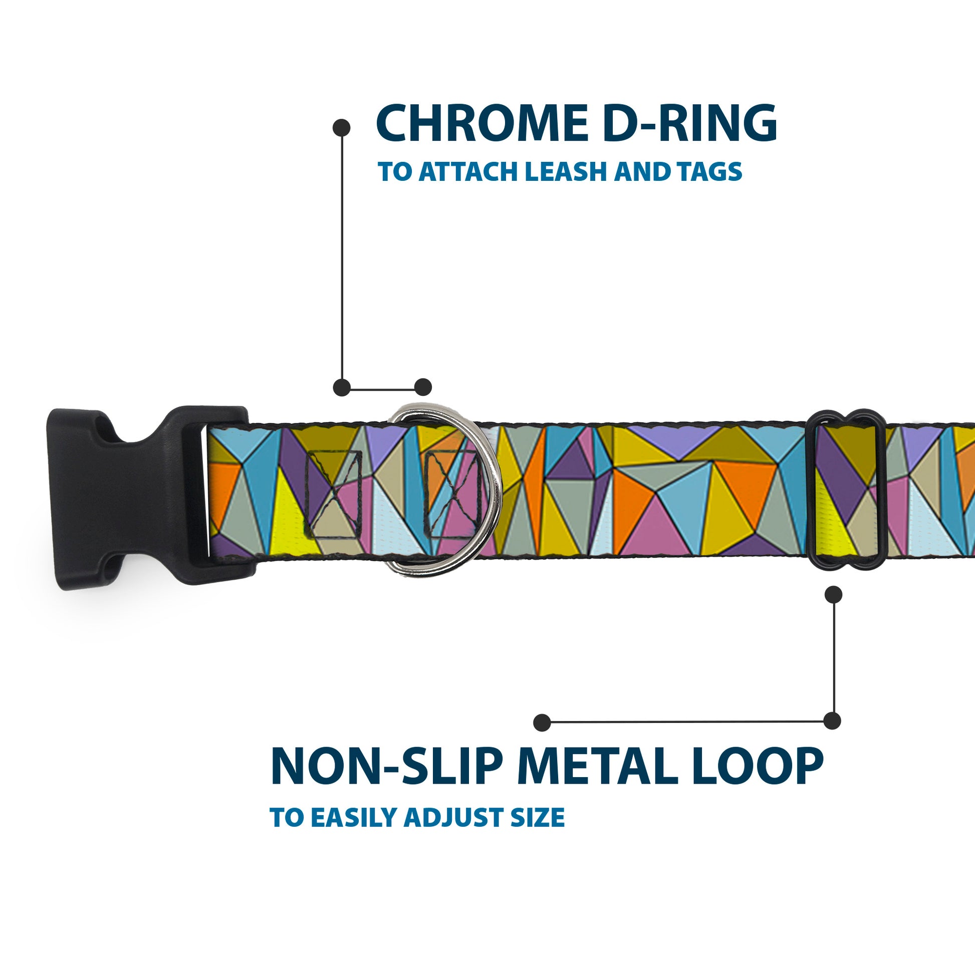 Plastic Clip Collar - Stained Glass Mosaic Multi Color Plastic Clip Collars Buckle-Down