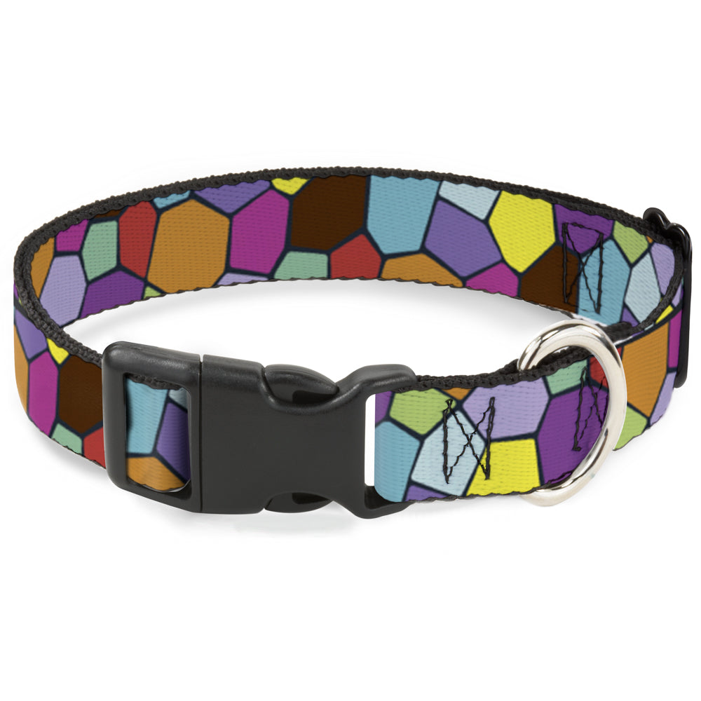 Plastic Clip Collar - Stained Glass Mosaic2 Multi Color/Navy Plastic Clip Collars Buckle-Down