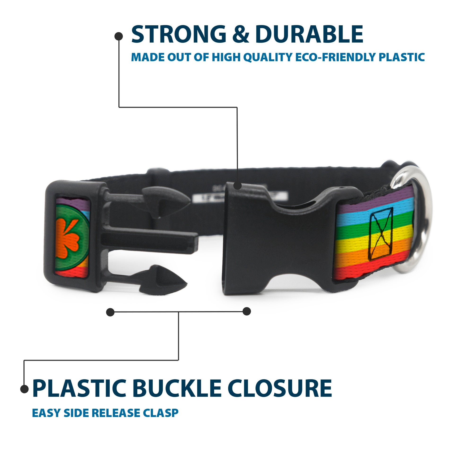 Plastic Clip Collar - St. Pat's Rainbow/Coins Plastic Clip Collars Buckle-Down