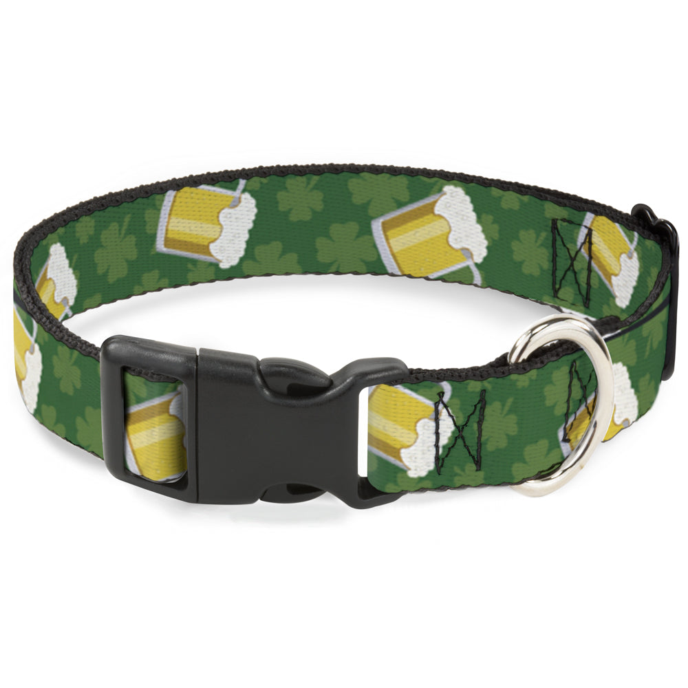 Plastic Clip Collar - St. Pat's Clovers/Beer Mugs Greens Plastic Clip Collars Buckle-Down