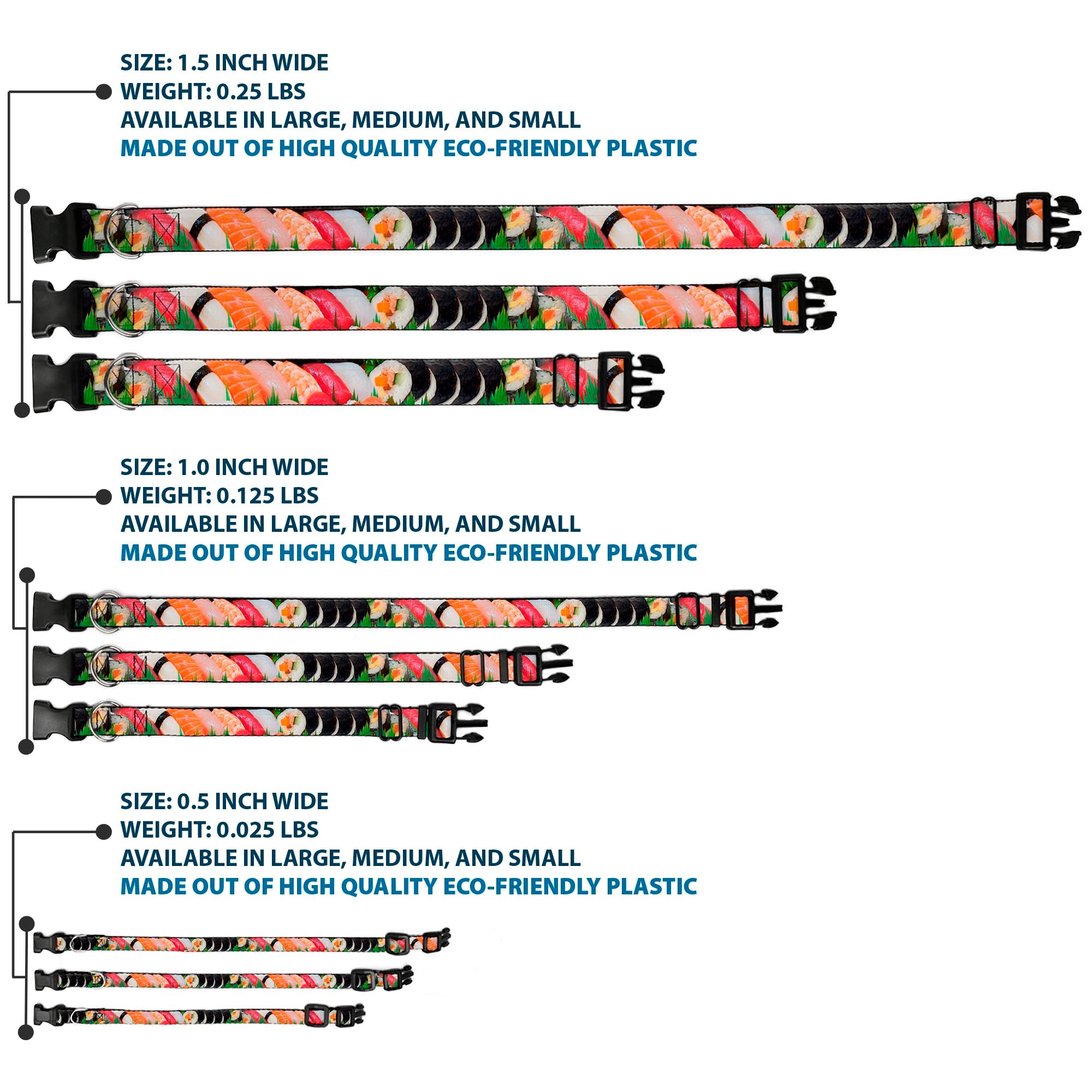 Plastic Clip Collar - Sushi Vivid Plastic Clip Collars Buckle-Down