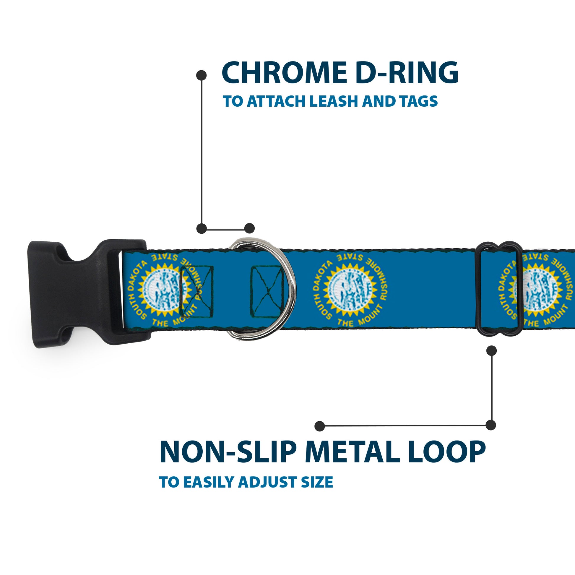 Plastic Clip Collar - South Dakota Flags Plastic Clip Collars Buckle-Down