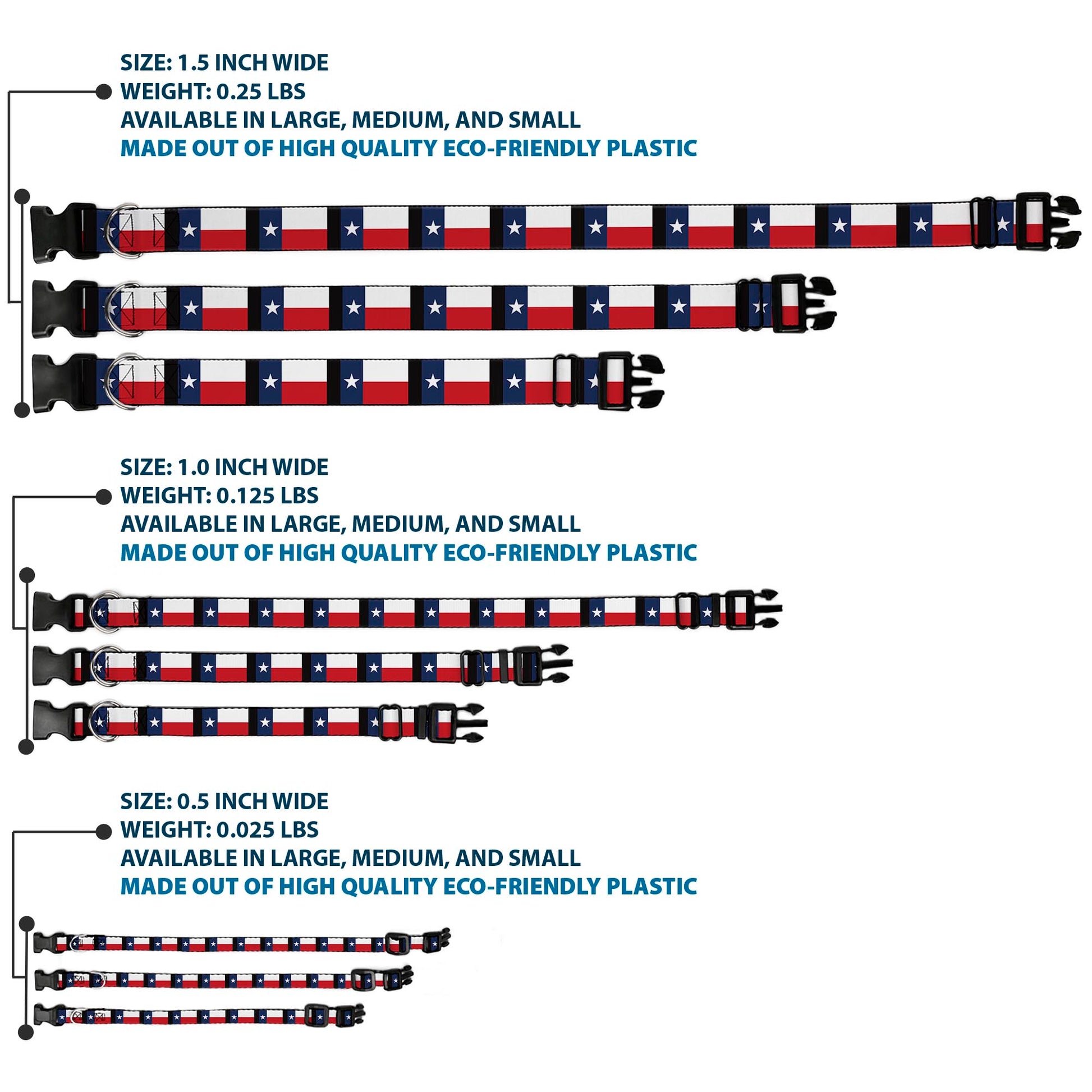 Plastic Clip Collar - Texas Flag/Black Plastic Clip Collars Buckle-Down