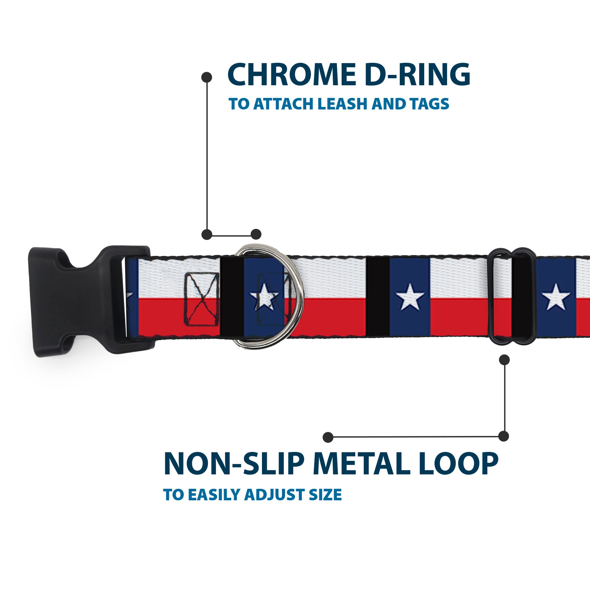 Plastic Clip Collar - Texas Flag/Black Plastic Clip Collars Buckle-Down
