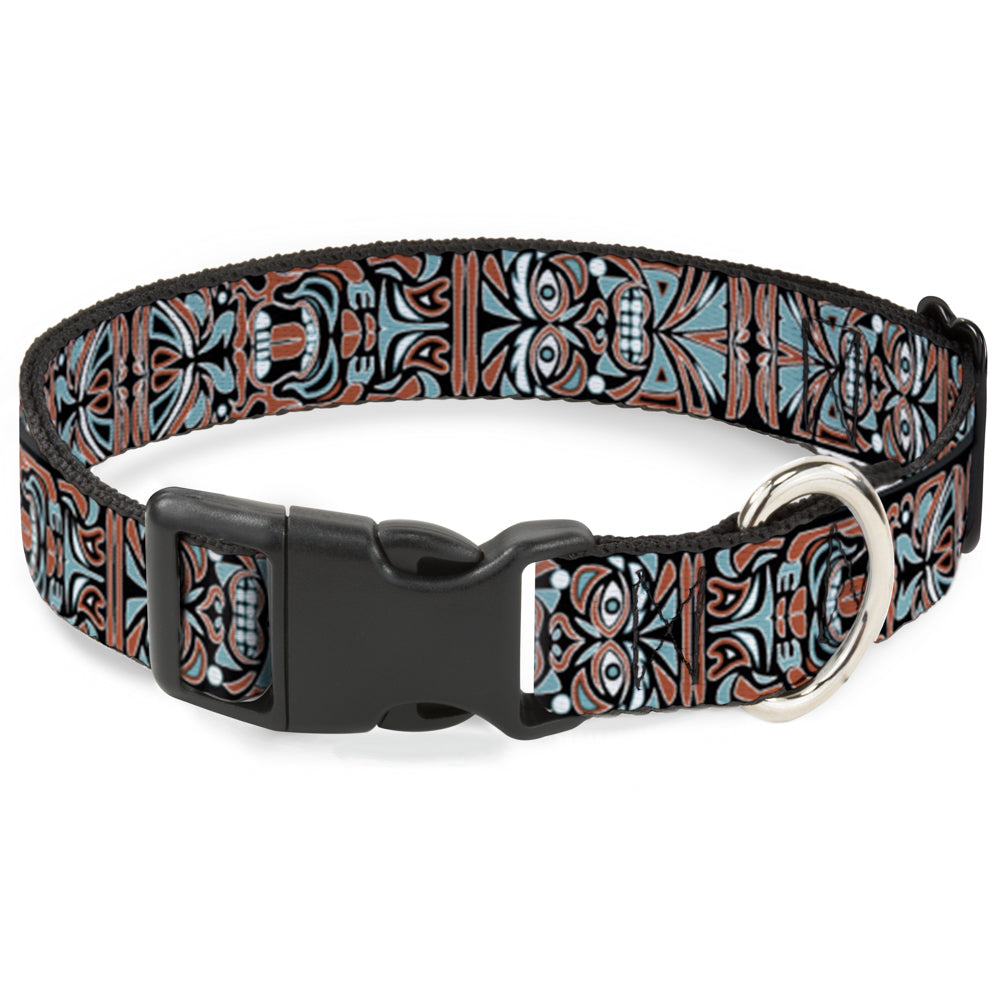 Plastic Clip Collar - Totem Carvings Black/White/Orange/Turquoise Plastic Clip Collars Buckle-Down