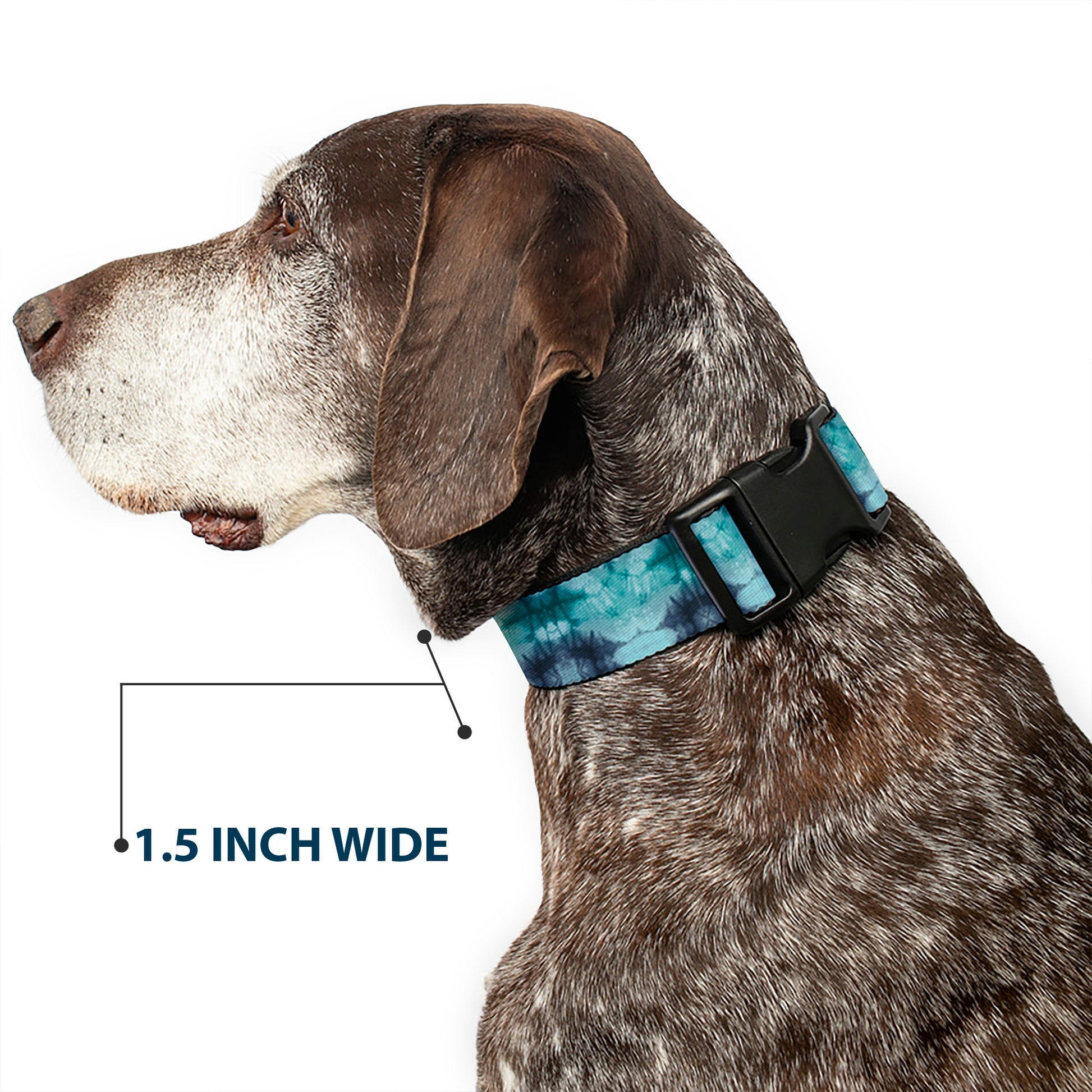 Plastic Clip Collar - Tie Dye Reflection Turquoise Blues Plastic Clip Collars Buckle-Down