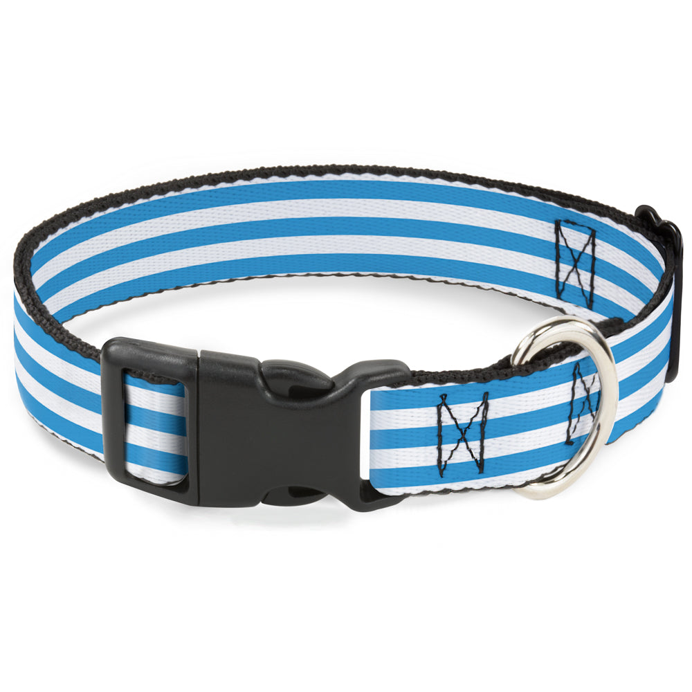 Plastic Clip Collar - Triple Stripe White/Blue Plastic Clip Collars Buckle-Down