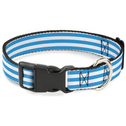 Plastic Clip Collar - Triple Stripe White/Blue Plastic Clip Collars Buckle-Down