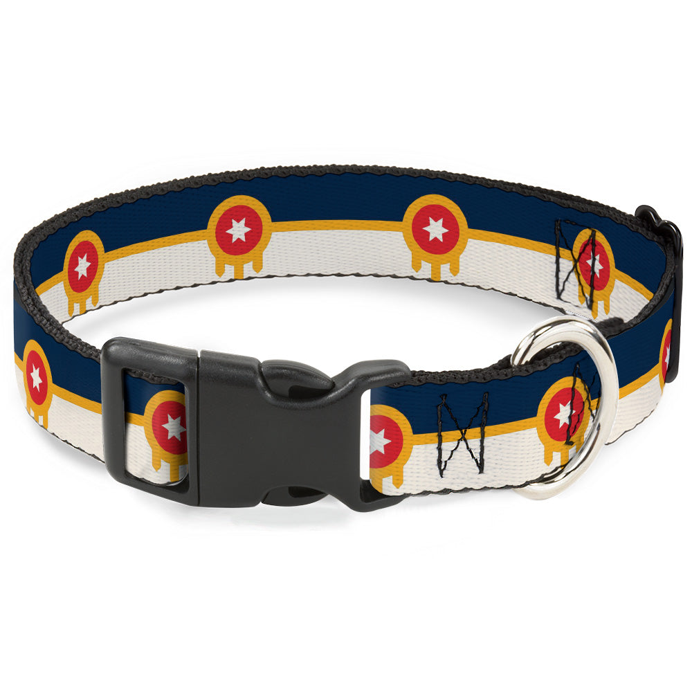Plastic Clip Collar - Tulsa Oklahoma City Flag Navy Blue/Gold/Red/Beige Plastic Clip Collars Buckle-Down