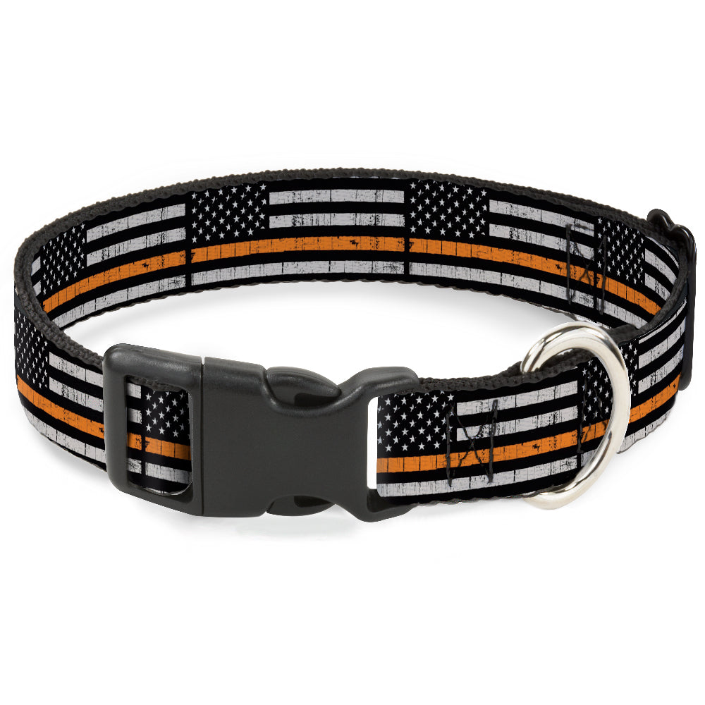 Plastic Clip Collar - Thin Orange Line Flag Weathered Black/Gray/Orange Plastic Clip Collars Buckle-Down
