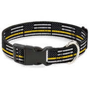 Plastic Clip Collar - Thin Yellow Line Flag Weathered Black/Gray/Yellow Plastic Clip Collars Buckle-Down