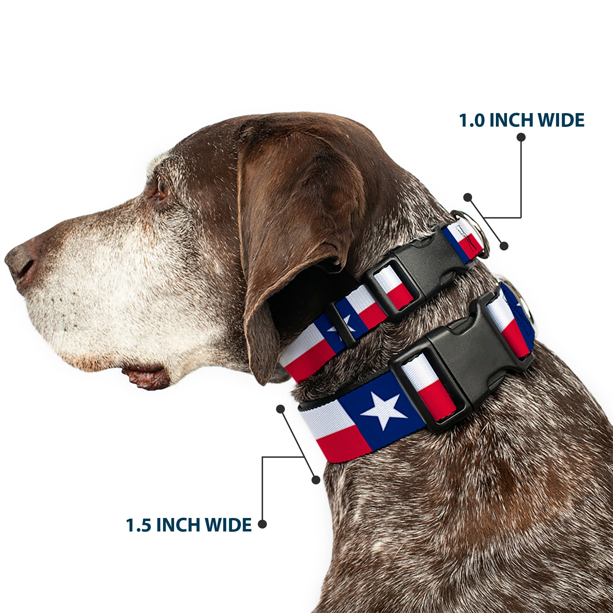Plastic Clip Collar - Texas Flag Continuous Repeat Plastic Clip Collars Buckle-Down