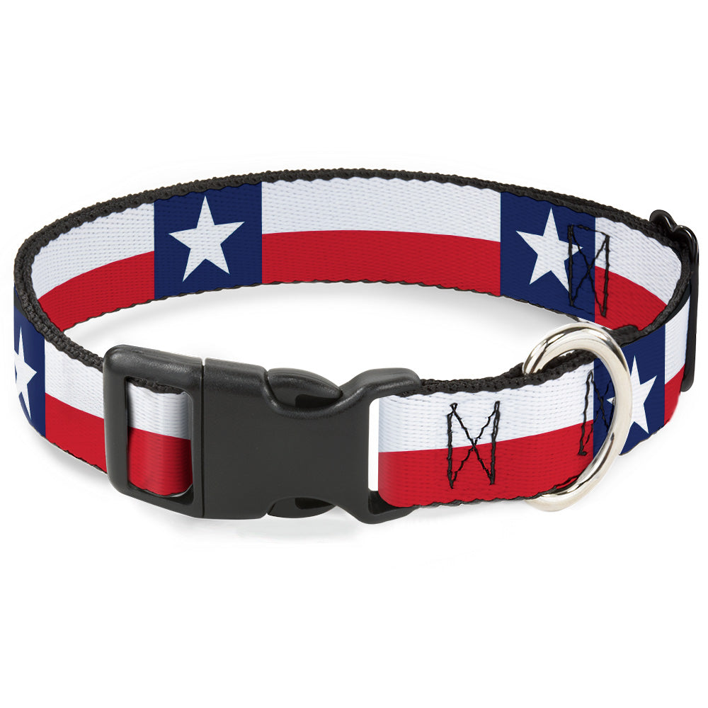 Plastic Clip Collar - Texas Flag Continuous Repeat Plastic Clip Collars Buckle-Down