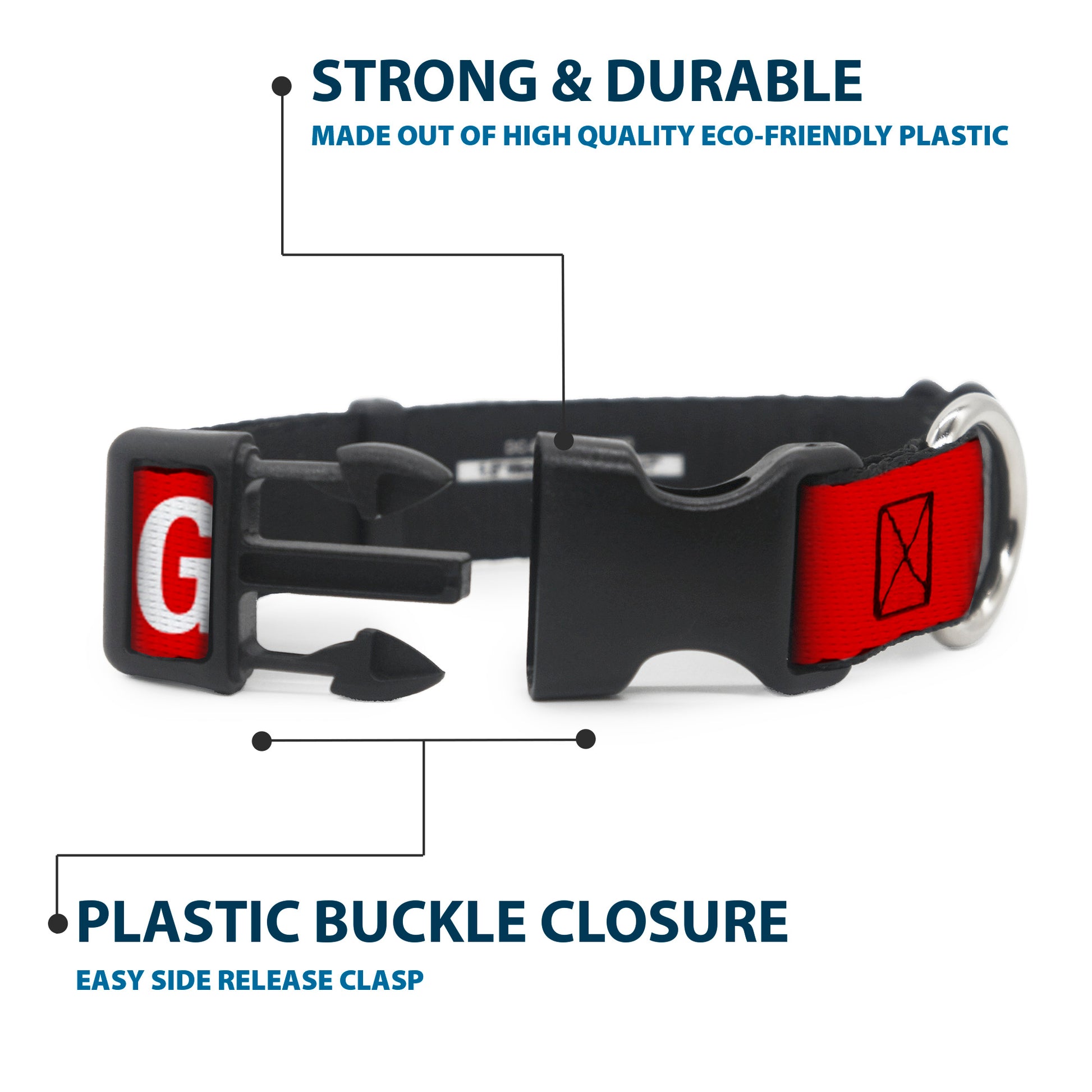 Plastic Clip Collar - Buckle-Down REMOVE BEFORE FLIGHT Red/White Plastic Clip Collars Buckle-Down