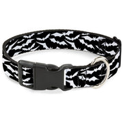 Plastic Clip Collar - Bats Flying Scattered Black/White Plastic Clip Collars Buckle-Down