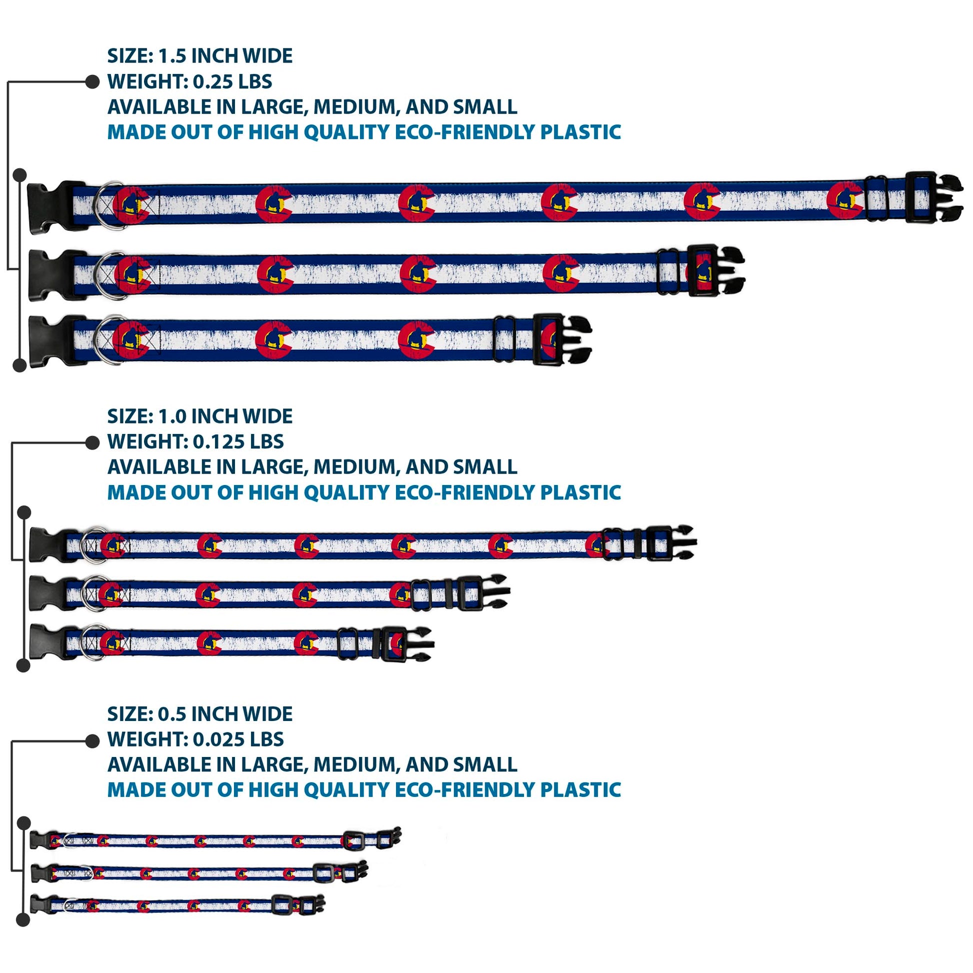 Plastic Clip Collar - Colorado Flag/Snowboarder Weathered Plastic Clip Collars Buckle-Down