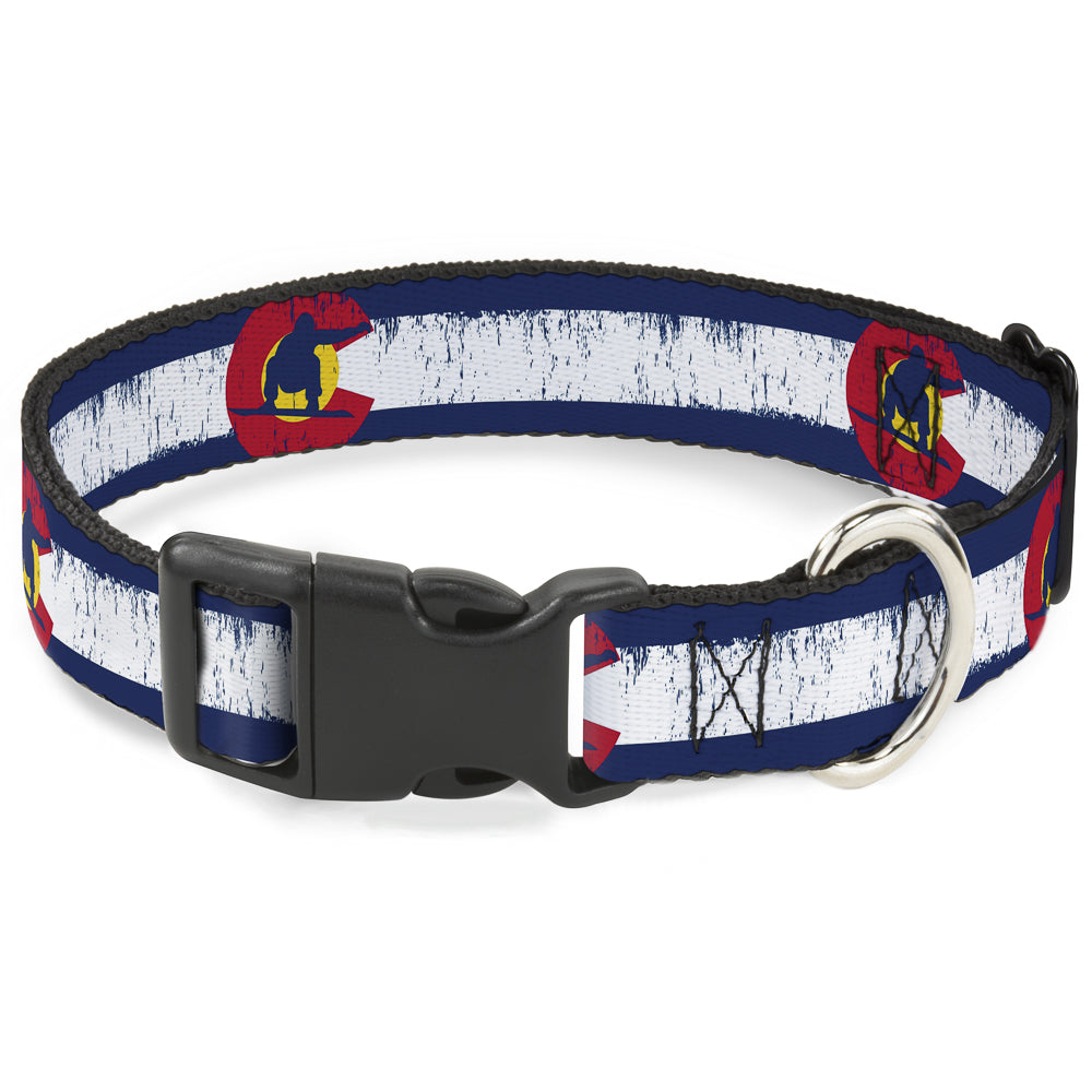 Plastic Clip Collar - Colorado Flag/Snowboarder Weathered Plastic Clip Collars Buckle-Down