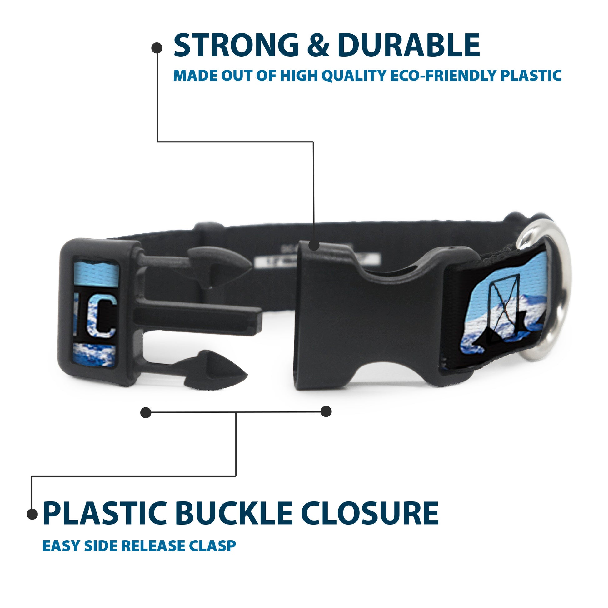 Plastic Clip Collar - CALIFORNIA REPUBLIC/Bear/Stars Silhouette Black/Scenic Mountains Plastic Clip Collars Buckle-Down